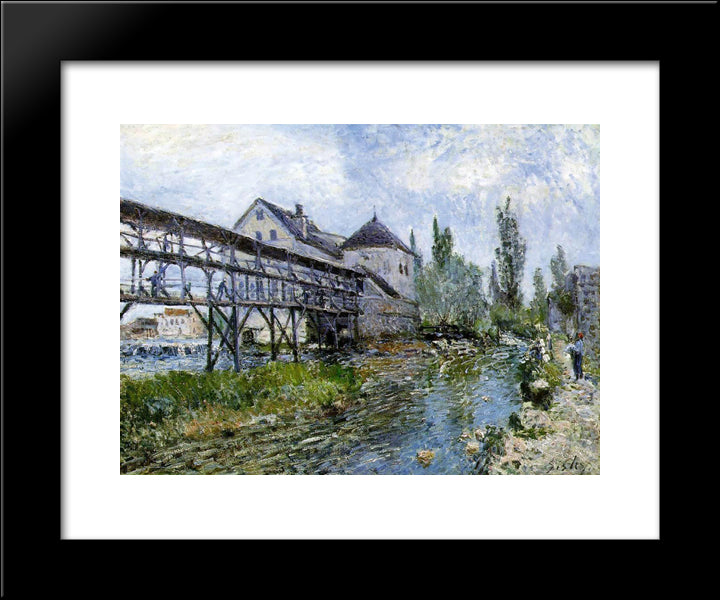 Provencher S Mill At Moret 20x24 Black Modern Wood Framed Art Print Poster by Sisley, Alfred