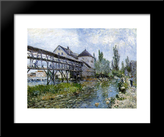 Provencher S Mill At Moret 20x24 Black Modern Wood Framed Art Print Poster by Sisley, Alfred