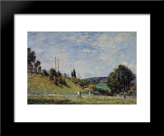 Railroad Embankment At Sevres 20x24 Black Modern Wood Framed Art Print Poster by Sisley, Alfred