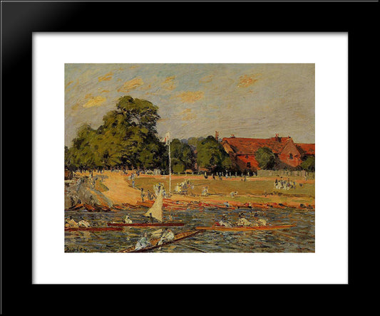 Regata At Hampton Court 20x24 Black Modern Wood Framed Art Print Poster by Sisley, Alfred