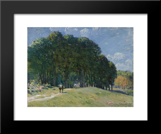 Rider At The Edge Of The Forest 20x24 Black Modern Wood Framed Art Print Poster by Sisley, Alfred
