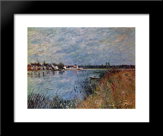Riverbank At Saint Mammes 20x24 Black Modern Wood Framed Art Print Poster by Sisley, Alfred