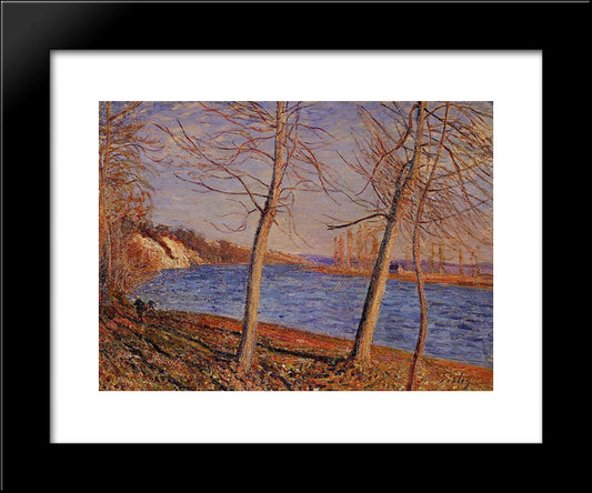 Riverbank At Veneux 20x24 Black Modern Wood Framed Art Print Poster by Sisley, Alfred