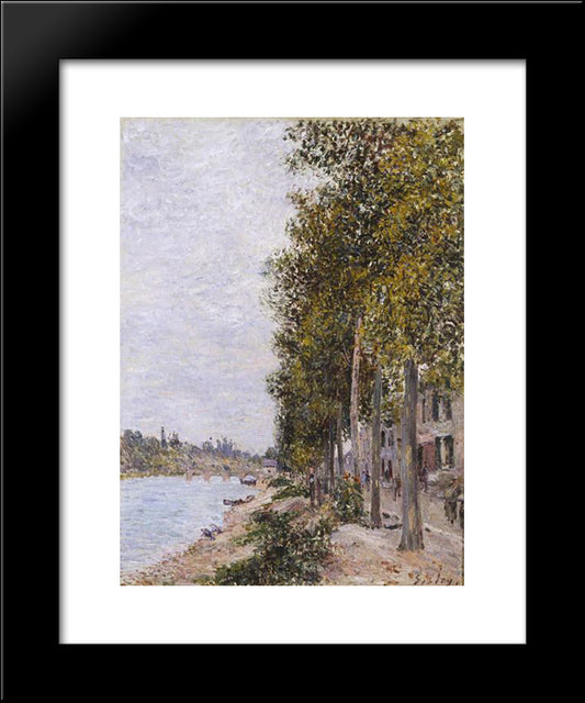 Road Along The Seine At Saint Mammes 20x24 Black Modern Wood Framed Art Print Poster by Sisley, Alfred