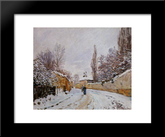 Road Under Snow, Louveciennes 20x24 Black Modern Wood Framed Art Print Poster by Sisley, Alfred