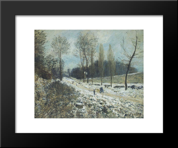 Route To Marly Le Roi In Snow 20x24 Black Modern Wood Framed Art Print Poster by Sisley, Alfred