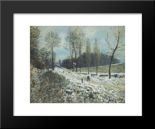 Route To Marly Le Roi In Snow 20x24 Black Modern Wood Framed Art Print Poster by Sisley, Alfred