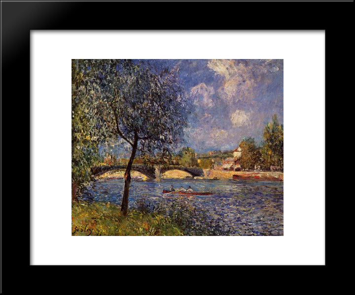 Rowers 20x24 Black Modern Wood Framed Art Print Poster by Sisley, Alfred