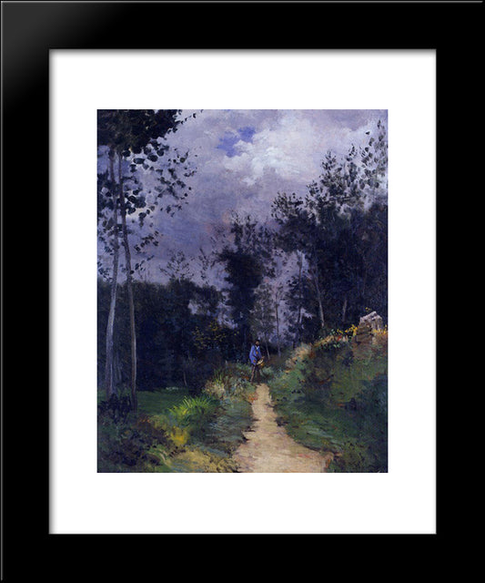 Rural Guardsman In The Fountainbleau Forest 20x24 Black Modern Wood Framed Art Print Poster by Sisley, Alfred