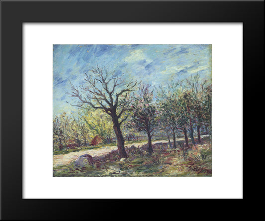 Sablons In Spring 20x24 Black Modern Wood Framed Art Print Poster by Sisley, Alfred