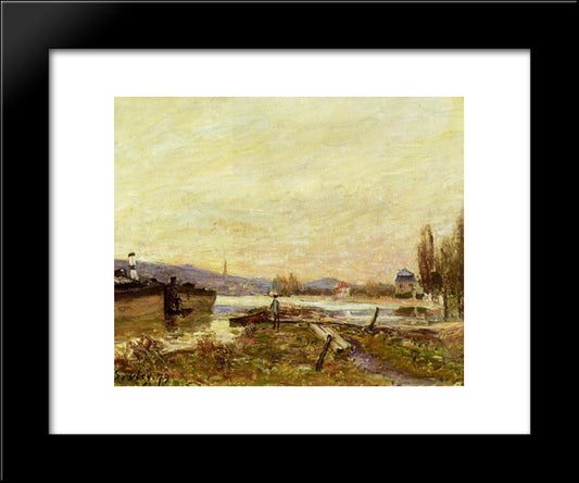 Saint Cloud, Banks Of The Seine 20x24 Black Modern Wood Framed Art Print Poster by Sisley, Alfred