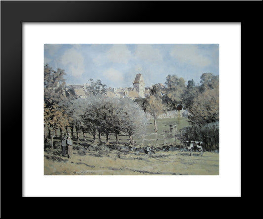Saint Lubin Church 20x24 Black Modern Wood Framed Art Print Poster by Sisley, Alfred