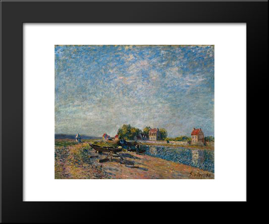 Saint Mammes, Loing Canal 20x24 Black Modern Wood Framed Art Print Poster by Sisley, Alfred
