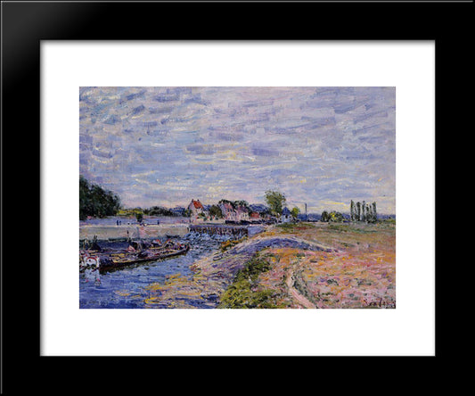 Saint Mammes Dam 20x24 Black Modern Wood Framed Art Print Poster by Sisley, Alfred