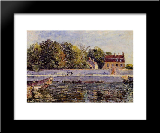 Saint Mammes House On The Canal Du Loing 20x24 Black Modern Wood Framed Art Print Poster by Sisley, Alfred