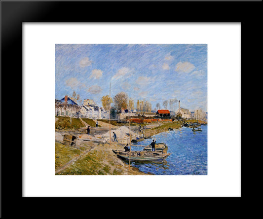 Sand On The Quayside, Port Marly 20x24 Black Modern Wood Framed Art Print Poster by Sisley, Alfred
