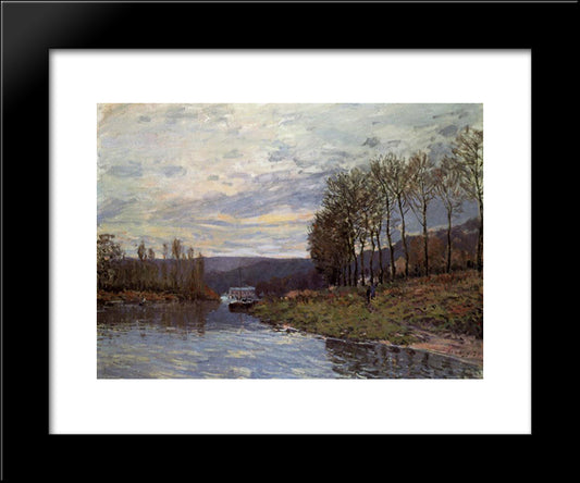 Seine At Bougival 20x24 Black Modern Wood Framed Art Print Poster by Sisley, Alfred