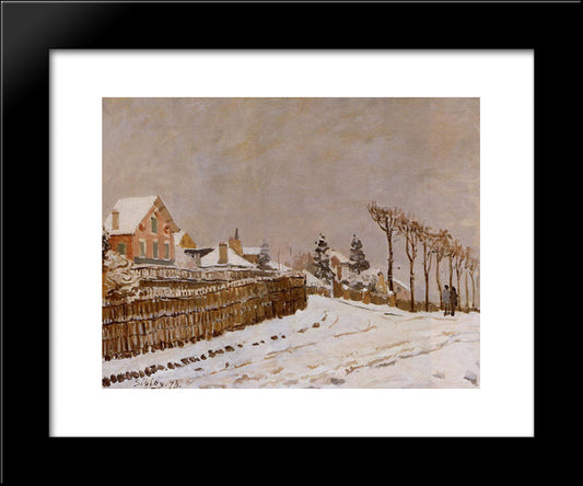 Snow At Louveciennes 20x24 Black Modern Wood Framed Art Print Poster by Sisley, Alfred