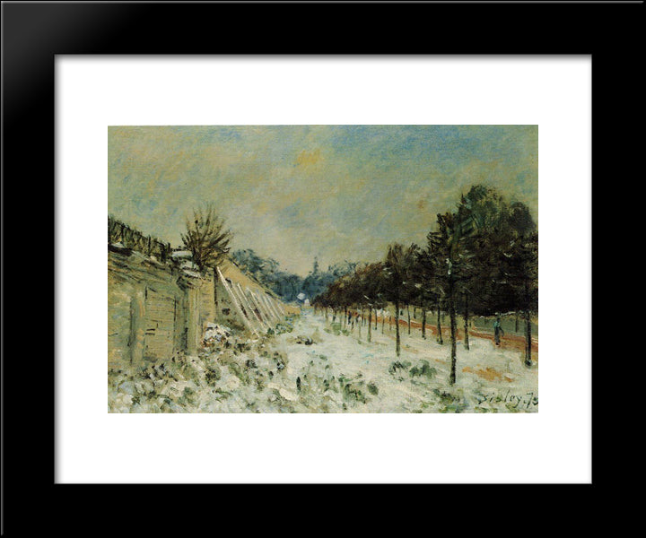 Snow At Marly Le Roi 20x24 Black Modern Wood Framed Art Print Poster by Sisley, Alfred