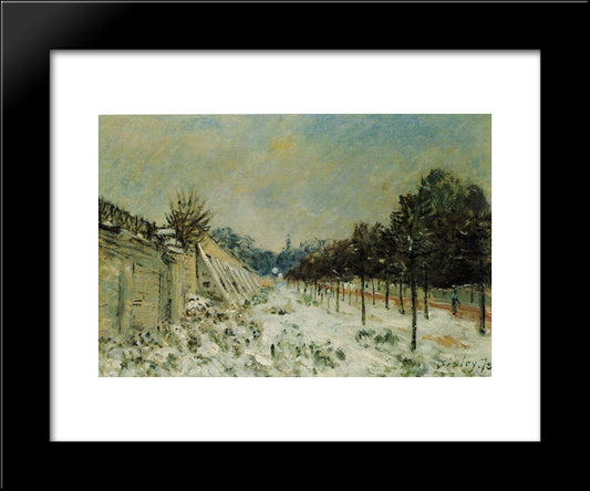 Snow At Marly Le Roi 20x24 Black Modern Wood Framed Art Print Poster by Sisley, Alfred
