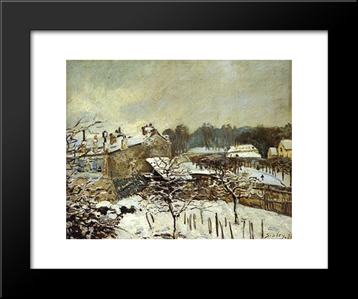 Snow Effect At Louveciennes 20x24 Black Modern Wood Framed Art Print Poster by Sisley, Alfred