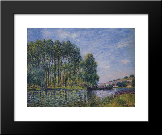 Spring On The Loing River 20x24 Black Modern Wood Framed Art Print Poster by Sisley, Alfred