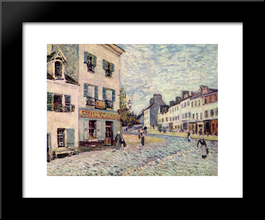 Street In Marly 20x24 Black Modern Wood Framed Art Print Poster by Sisley, Alfred