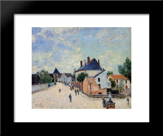 Street In Moret(Porte De Bourgogne From Across The Bridge) 20x24 Black Modern Wood Framed Art Print Poster by Sisley, Alfred