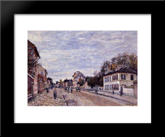 Street Scene In Marly 20x24 Black Modern Wood Framed Art Print Poster by Sisley, Alfred