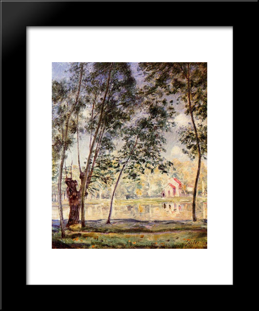 Sunny Afternoon Willows By The Loing 20x24 Black Modern Wood Framed Art Print Poster by Sisley, Alfred