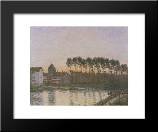 Sunset At Moret 20x24 Black Modern Wood Framed Art Print Poster by Sisley, Alfred