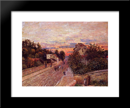 Sunset At Port Marly 20x24 Black Modern Wood Framed Art Print Poster by Sisley, Alfred