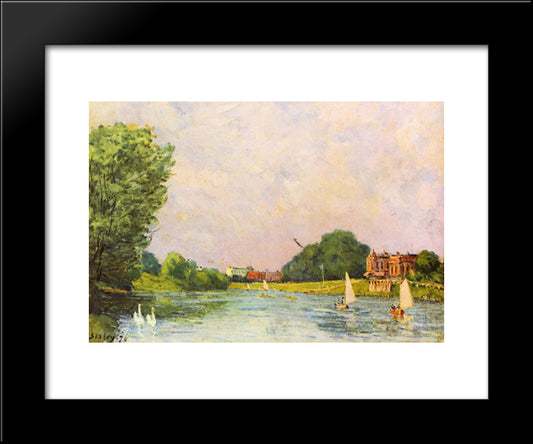 Thames At Hampton Court 20x24 Black Modern Wood Framed Art Print Poster by Sisley, Alfred