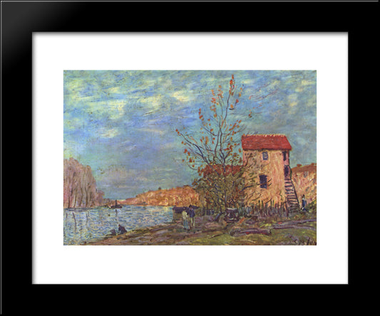 The Loing At Moret 20x24 Black Modern Wood Framed Art Print Poster by Sisley, Alfred