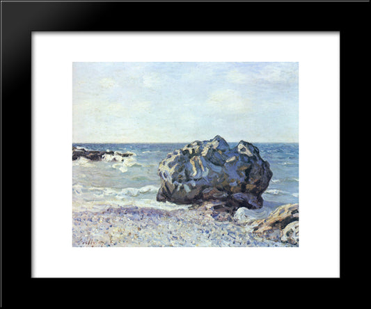 The Washerwomen Of Moret 20x24 Black Modern Wood Framed Art Print Poster by Sisley, Alfred