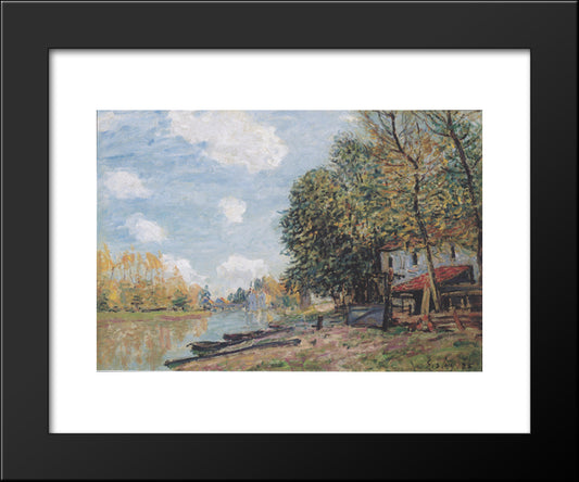 The Banks Of The Loing Moret 20x24 Black Modern Wood Framed Art Print Poster by Sisley, Alfred