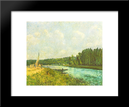 The Banks Of The Oise 20x24 Black Modern Wood Framed Art Print Poster by Sisley, Alfred