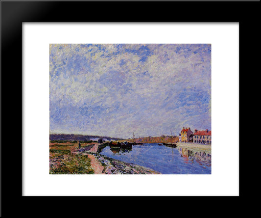 The Barge Port And Saint Mammes 20x24 Black Modern Wood Framed Art Print Poster by Sisley, Alfred