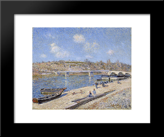 The Beach At Saint Mammes 20x24 Black Modern Wood Framed Art Print Poster by Sisley, Alfred