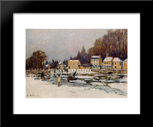 The Blocked Seine At Port Marly 20x24 Black Modern Wood Framed Art Print Poster by Sisley, Alfred