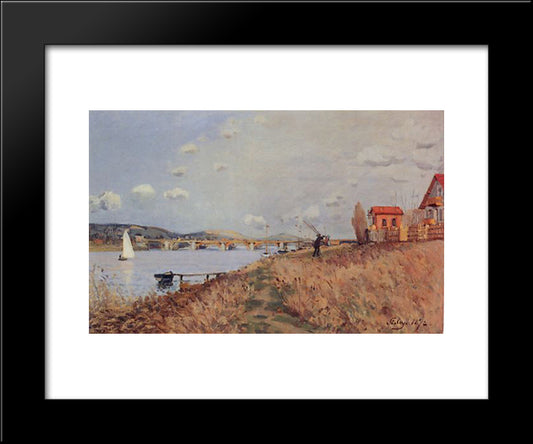 The Bridge At Argenteuil 20x24 Black Modern Wood Framed Art Print Poster by Sisley, Alfred