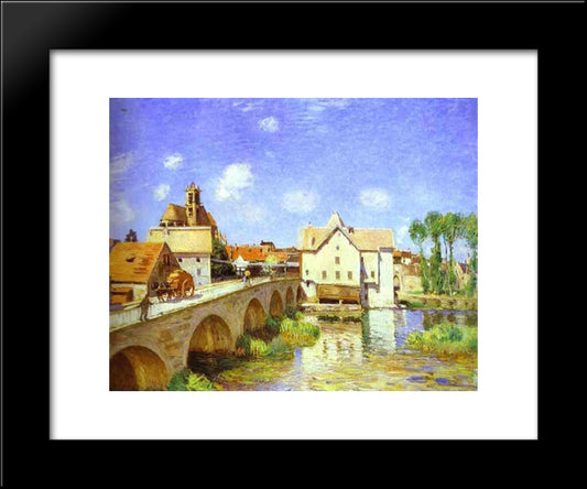 The Bridge At Moret 20x24 Black Modern Wood Framed Art Print Poster by Sisley, Alfred