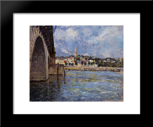 The Bridge At Saint Cloud 20x24 Black Modern Wood Framed Art Print Poster by Sisley, Alfred