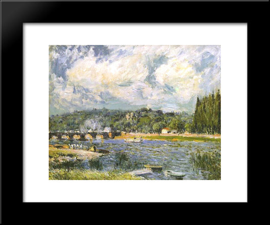 The Bridge Of Sevres 20x24 Black Modern Wood Framed Art Print Poster by Sisley, Alfred