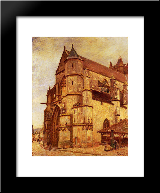 The Church At Moret, Rainy Morning 20x24 Black Modern Wood Framed Art Print Poster by Sisley, Alfred