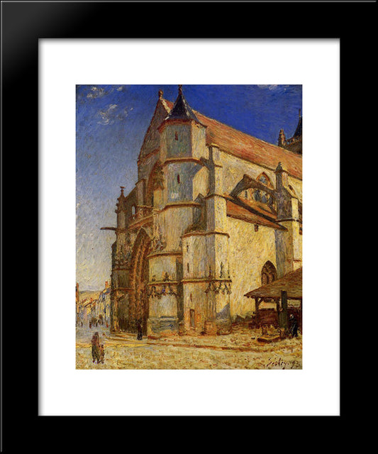 The Church At Moret In Morning Sun 20x24 Black Modern Wood Framed Art Print Poster by Sisley, Alfred
