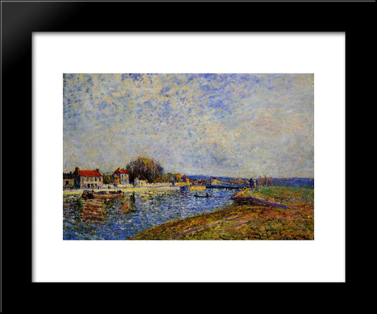 The Dam, Loing Canal At Saint Mammes 20x24 Black Modern Wood Framed Art Print Poster by Sisley, Alfred