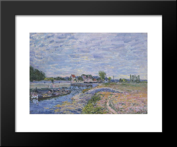 The Dam At Saint Mammes 20x24 Black Modern Wood Framed Art Print Poster by Sisley, Alfred