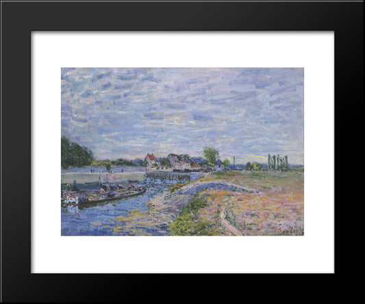 The Dam At Saint Mammes 20x24 Black Modern Wood Framed Art Print Poster by Sisley, Alfred