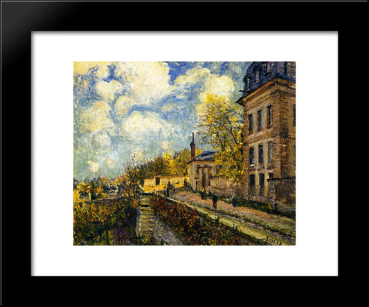 The Factory At Sevres 20x24 Black Modern Wood Framed Art Print Poster by Sisley, Alfred